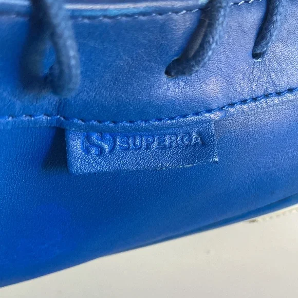 Superga Blue Leather Casual Sneakers Size 42Men’s 9 Womens 10.5 Lace Up Shoes